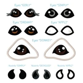 Hobby horse embroidery patterns: eyes & nostrils for sewing pattern HOLLY (digital)
