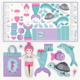 Cut & sew mermaid fabric panel "UNDERWATER TALES"