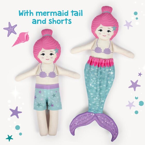 Cut & sew mermaid panel: mermaid with tail and shorts