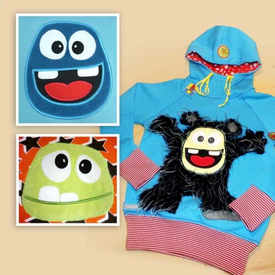 Monster embroidery patterns: faces for sewing pattern MemoMonsti (digital)