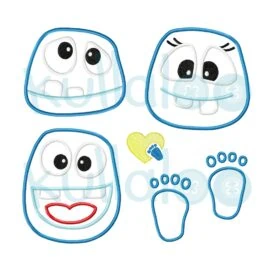 Monster embroidery patterns: faces for sewing pattern MemoMonsti (digital)