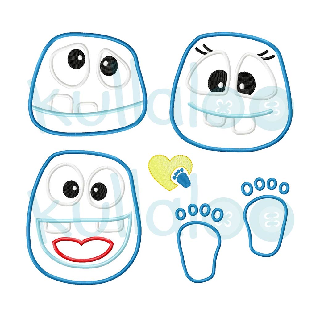 Monster embroidery patterns: faces for sewing pattern MemoMonsti (digital)