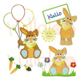 Easter embroidery designs bundle with bunny KULIO - 5x7 hoop