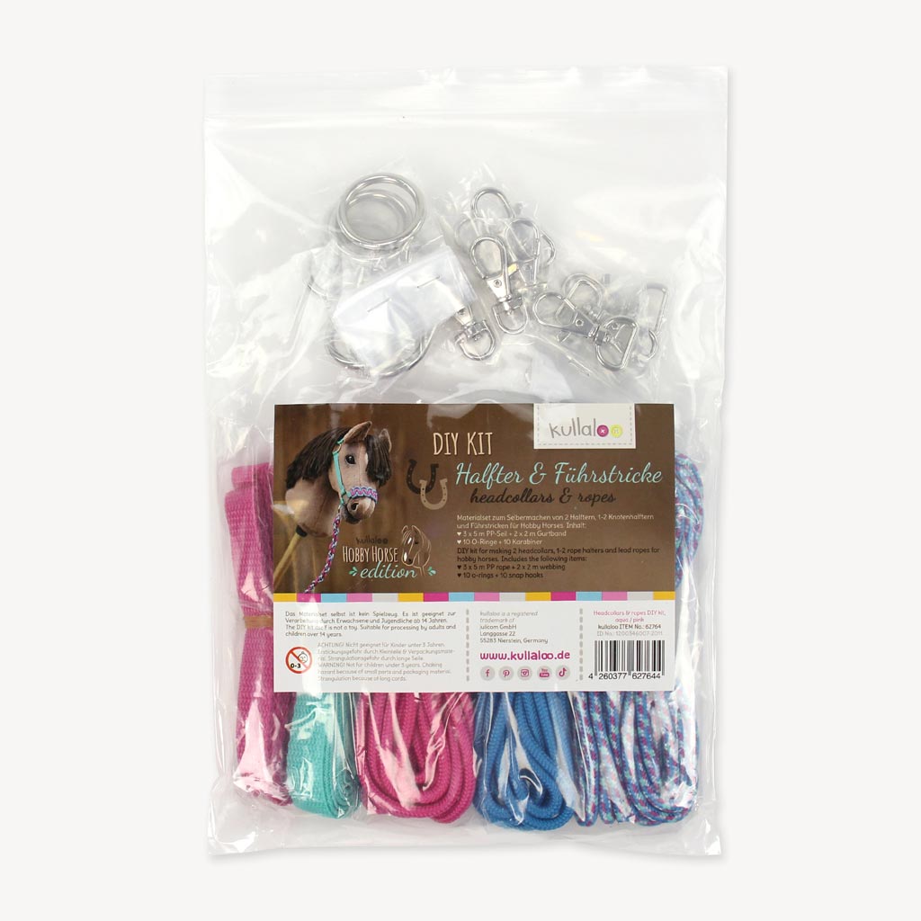 Hobby Horse halter DIY kit aqua/pink: packaging