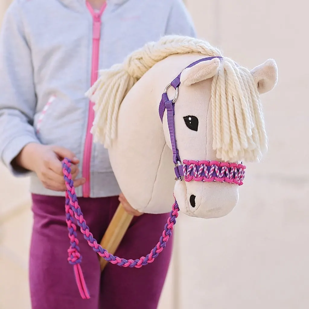 Hobby Horse halter and lead rope made with our DIY kit in purple/pink