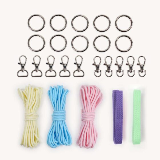 Make a Hobby Horse halter and lead DIY kit: included materials (rope, webbing, o-rings, snap hooks)