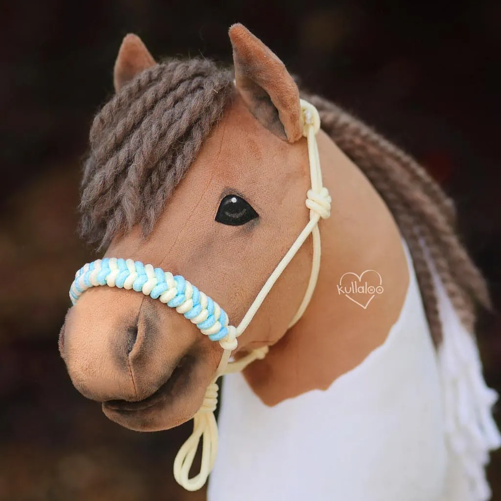 Pastel Hobby Horse rope halter with braided noseband