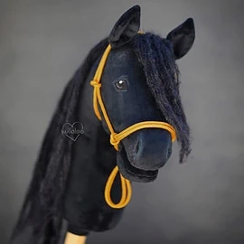 Black Hobby Horse with simple rope halter made with our DIY kit