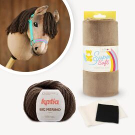Make a Hobby Horse with our brown material bundle ♥ Fabric ✚ yarn ✚ felt for eyes / nostrils