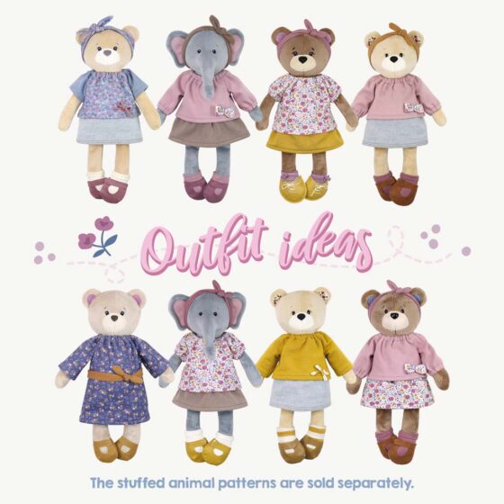 Doll clothes sewing pattern bundle: cute doll outfits for any "Dress Me Bestie"