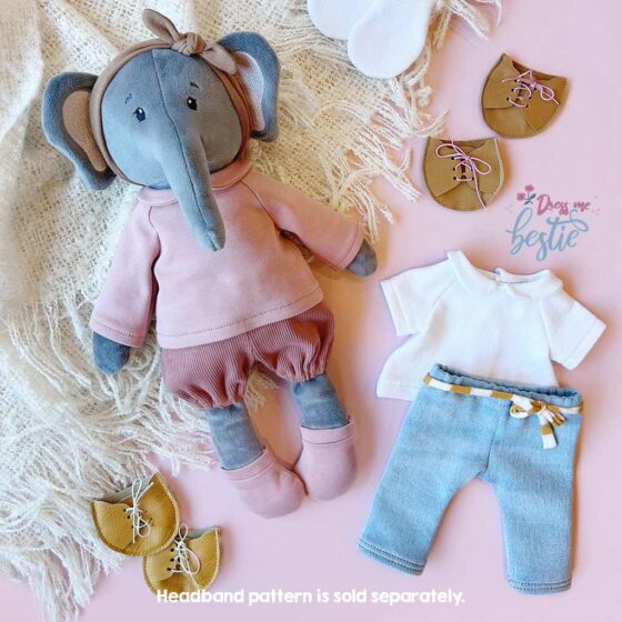 Super cute elephant sewn with our pdf sewing pattern "EDDY", perfect gift for baby shower or first birthday