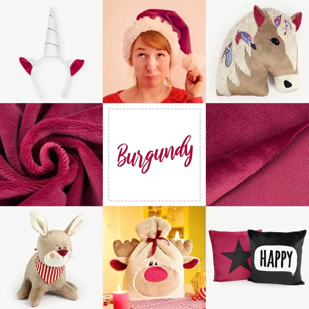 Examples for using our burgundy minky fabric "SuperSoft SHORTY"