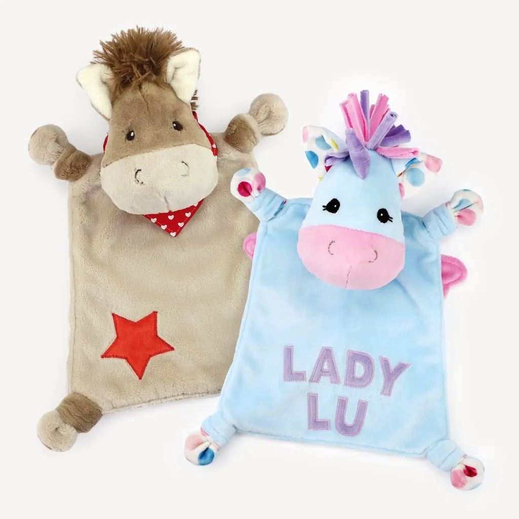 Unicorn blankie horse plush pattern LADY LU Security blanket kullaloo CA Inc