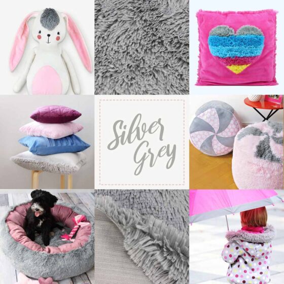 Examples for using our silver grey shaggy minky fabric "SuperSoft SHAGGY"