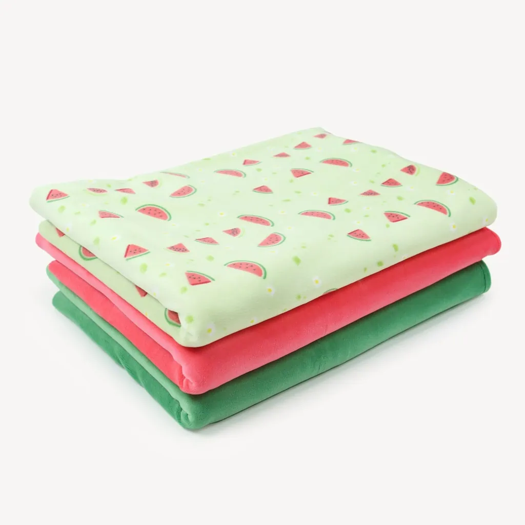 WATERMELON printed mochi minky fabric, watermelon red, kelly green – SuperSoft SQUISHY