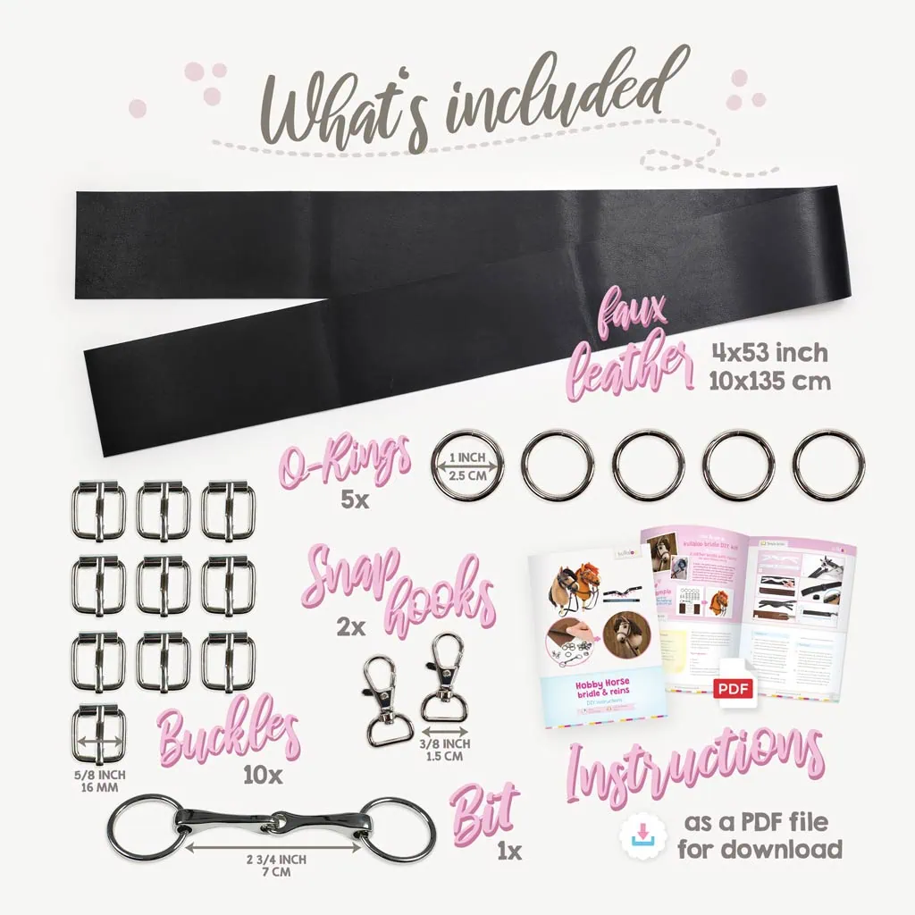 What's included in the DIY Hobby Horse bridle kit