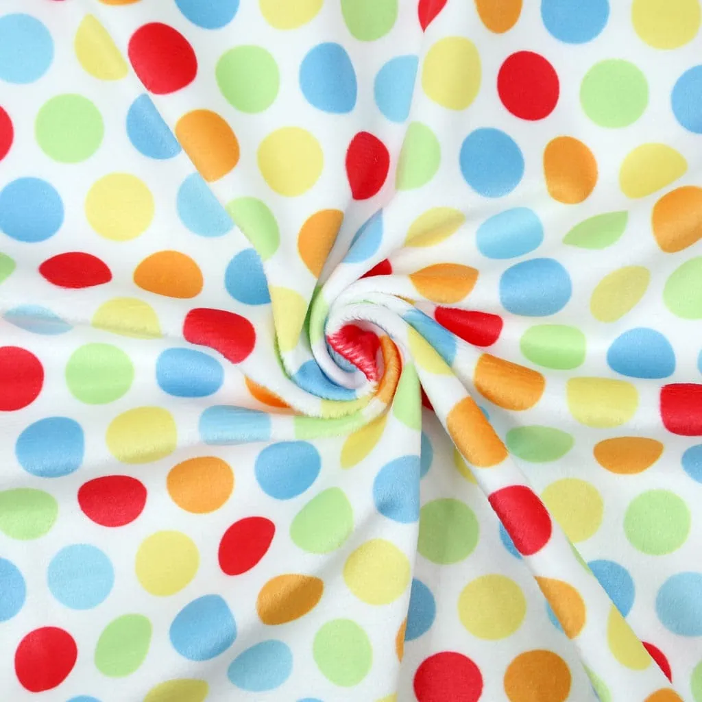 Minky fabric with polka dot print "HULA DOTS" multi - SuperSoft SHORTY