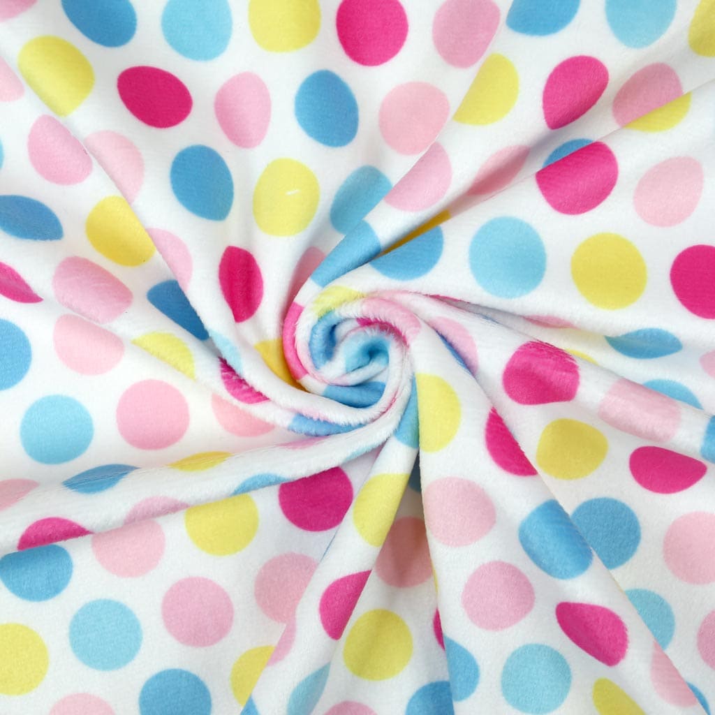 Patterned minky fabric "HULA DOTS" pink/blue – SuperSoft SHORTY