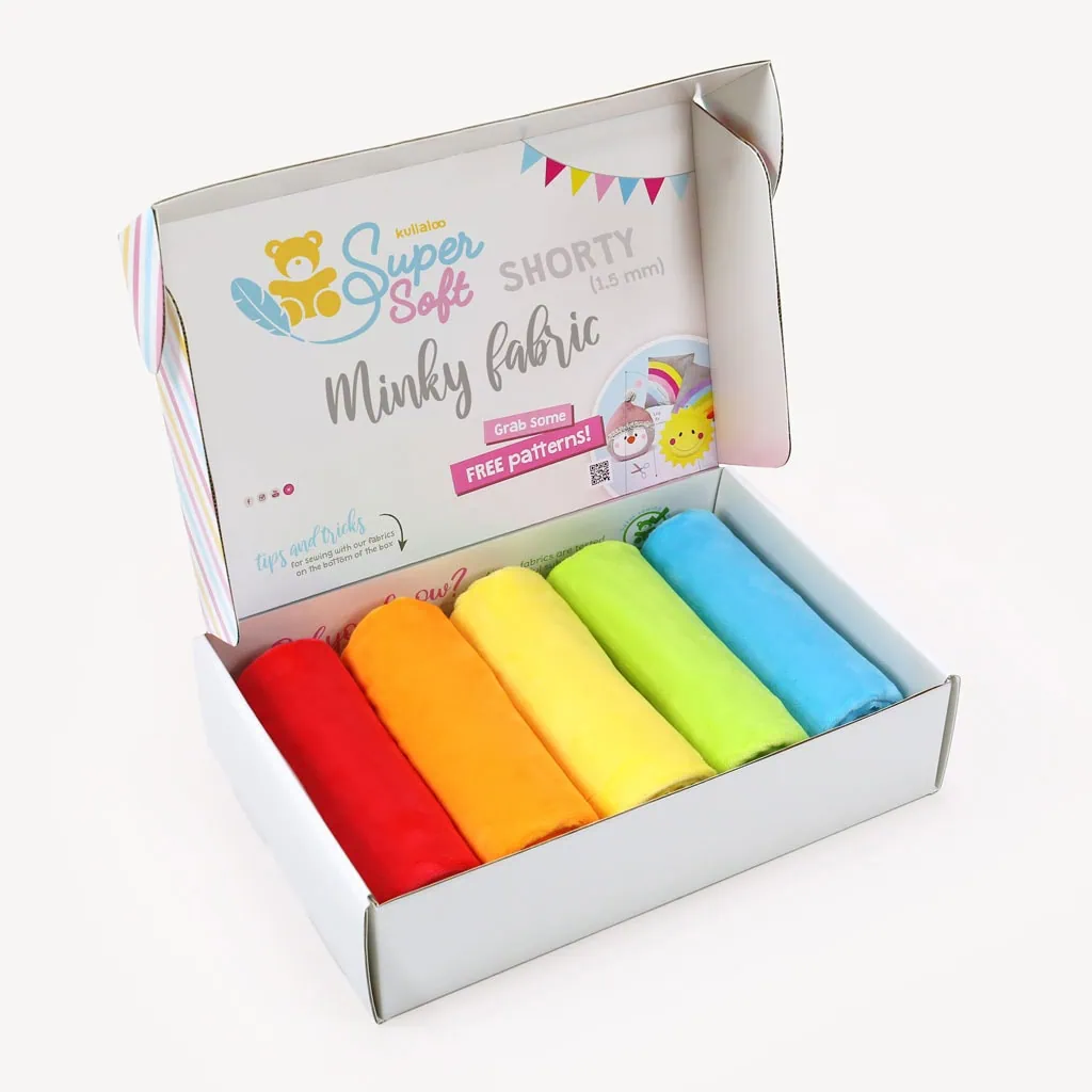 Bundle of 5: RAINBOW minky fabric pack (half size pieces) - SuperSoft SHORTY