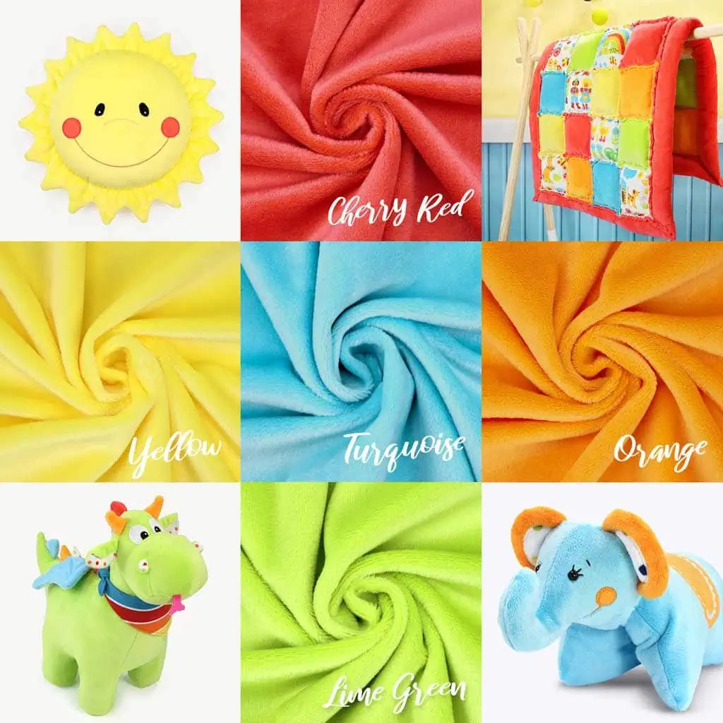 Bundle of 5: RAINBOW minky fabric pack (half size pieces) - SuperSoft SHORTY