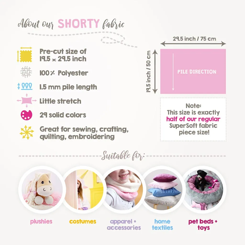 Bundle of 5 minky fabric pack: specifications and size of each piece