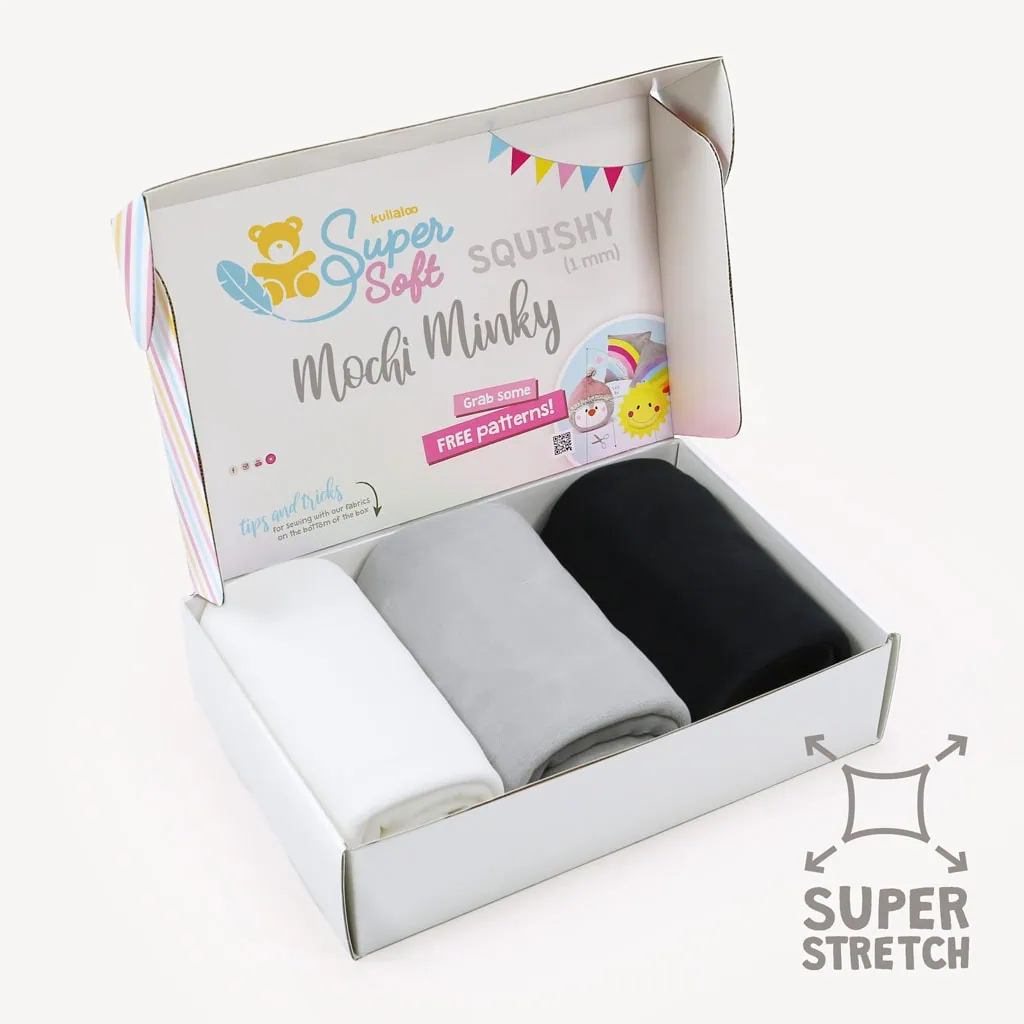 Mochi minky fabric BLACK + WHITE color bundle of 3 – SuperSoft SQUISHY