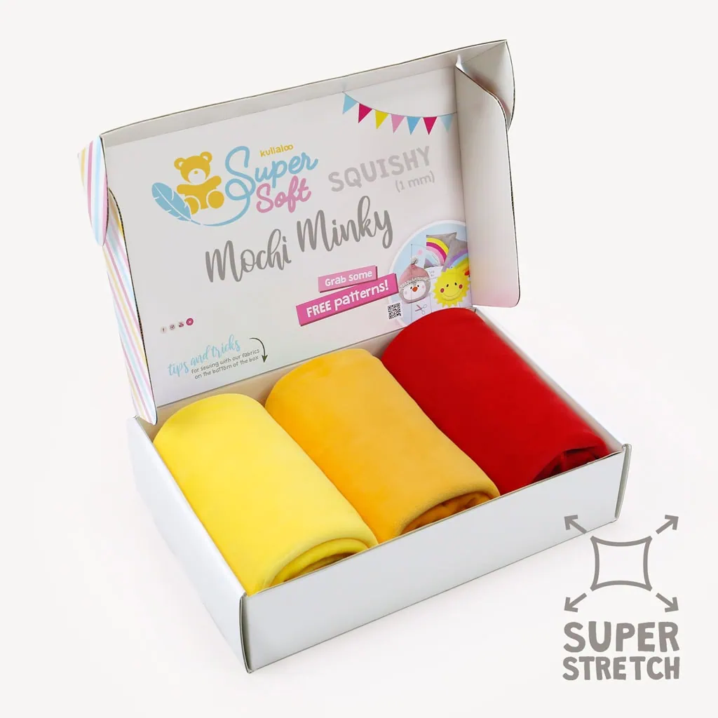 Mochi minky plush FIRE bundle: yellow, orange, red – SuperSoft SQUISHY