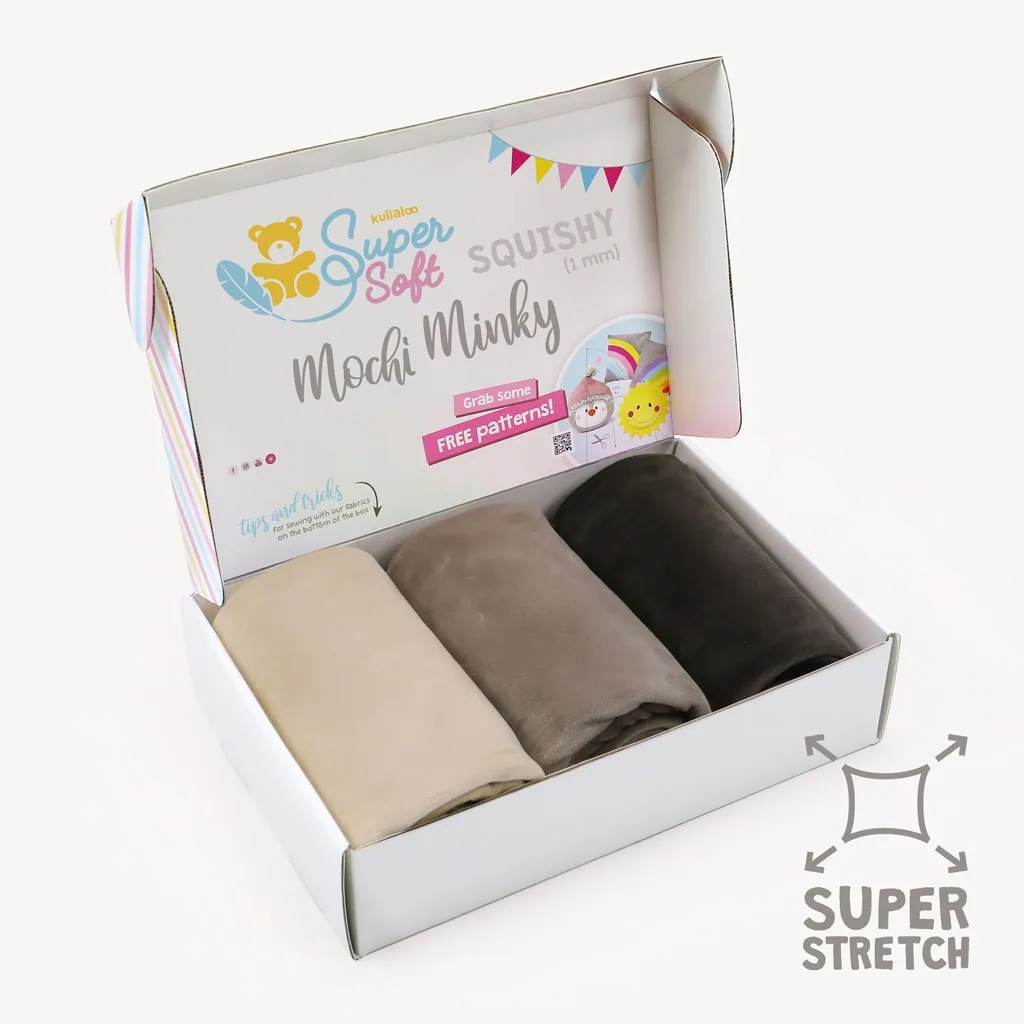 Mochi minky fabric COLD BROWN bundle: crème brulee, caribou, seal brown – SuperSoft SQUISHY