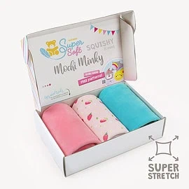 Patterned mochi minky fabric bundle STRAWBERRY with pink and teal – SuperSoft SQUISHY