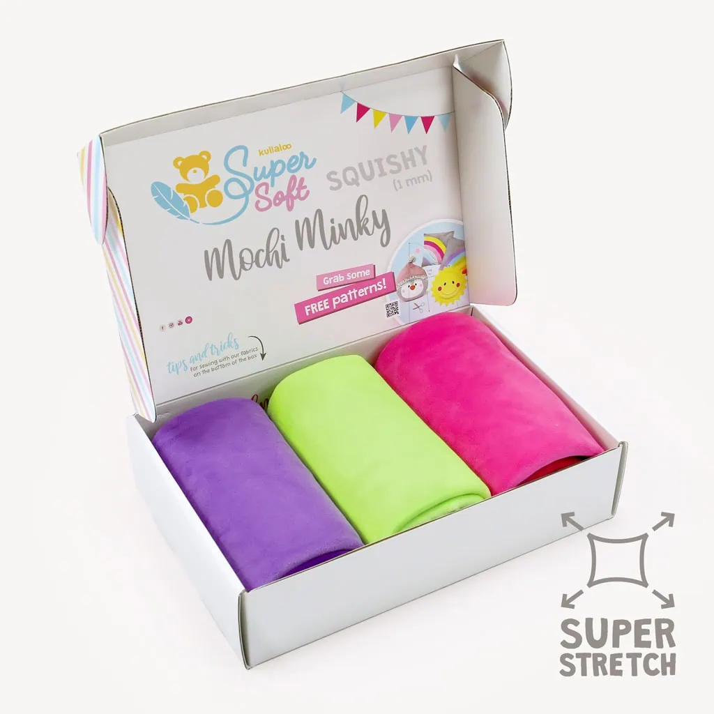 Mochi minky fabric NEON bundle: lime green, fuchsia, amethyst – SuperSoft SQUISHY