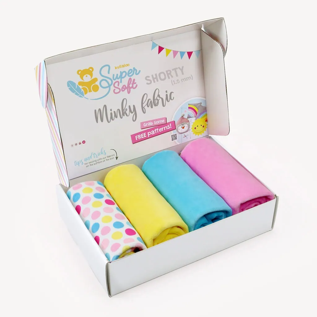 Bundle of 4: HULA DOTS pink/blue minky bundle – SuperSoft SHORTY