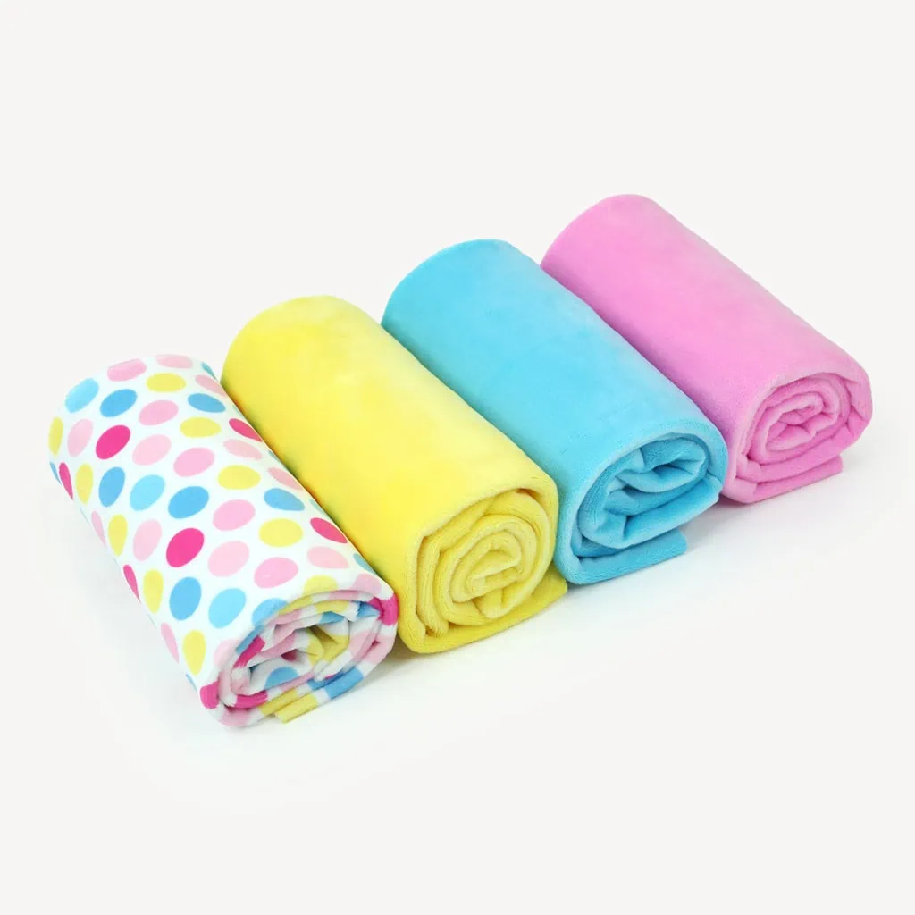 Bundle of 4: HULA DOTS pink/blue minky bundle – SuperSoft SHORTY