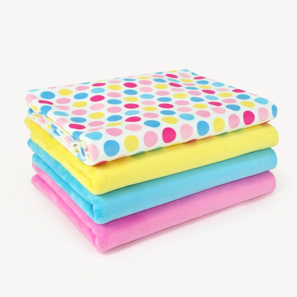 Bundle of 4: HULA DOTS pink/blue minky bundle – SuperSoft SHORTY