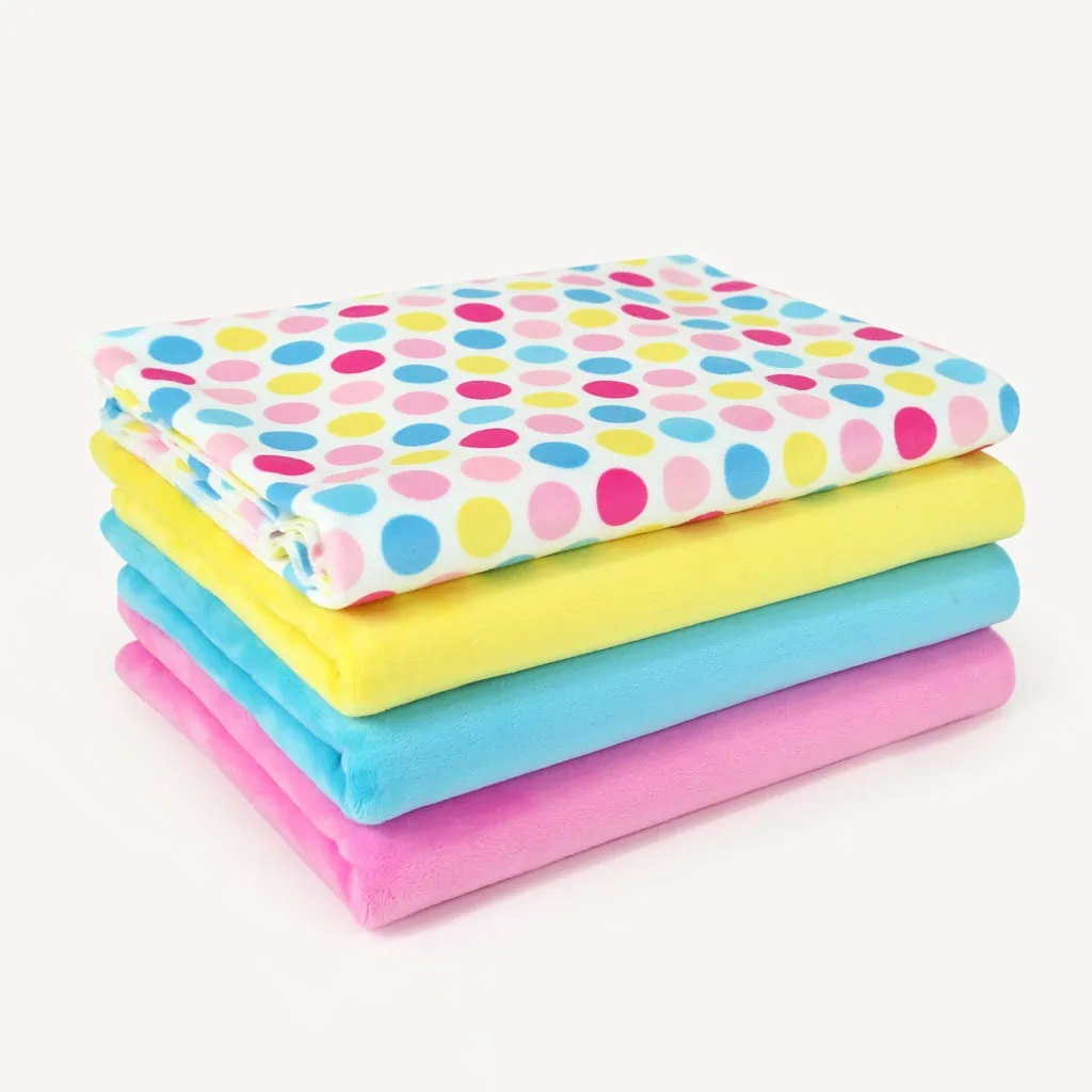 Bundle of 4: HULA DOTS pink/blue minky bundle – SuperSoft SHORTY