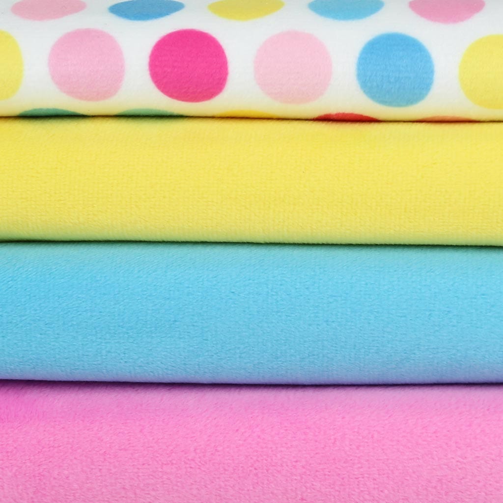 Bundle of 4: HULA DOTS pink/blue minky bundle – SuperSoft SHORTY