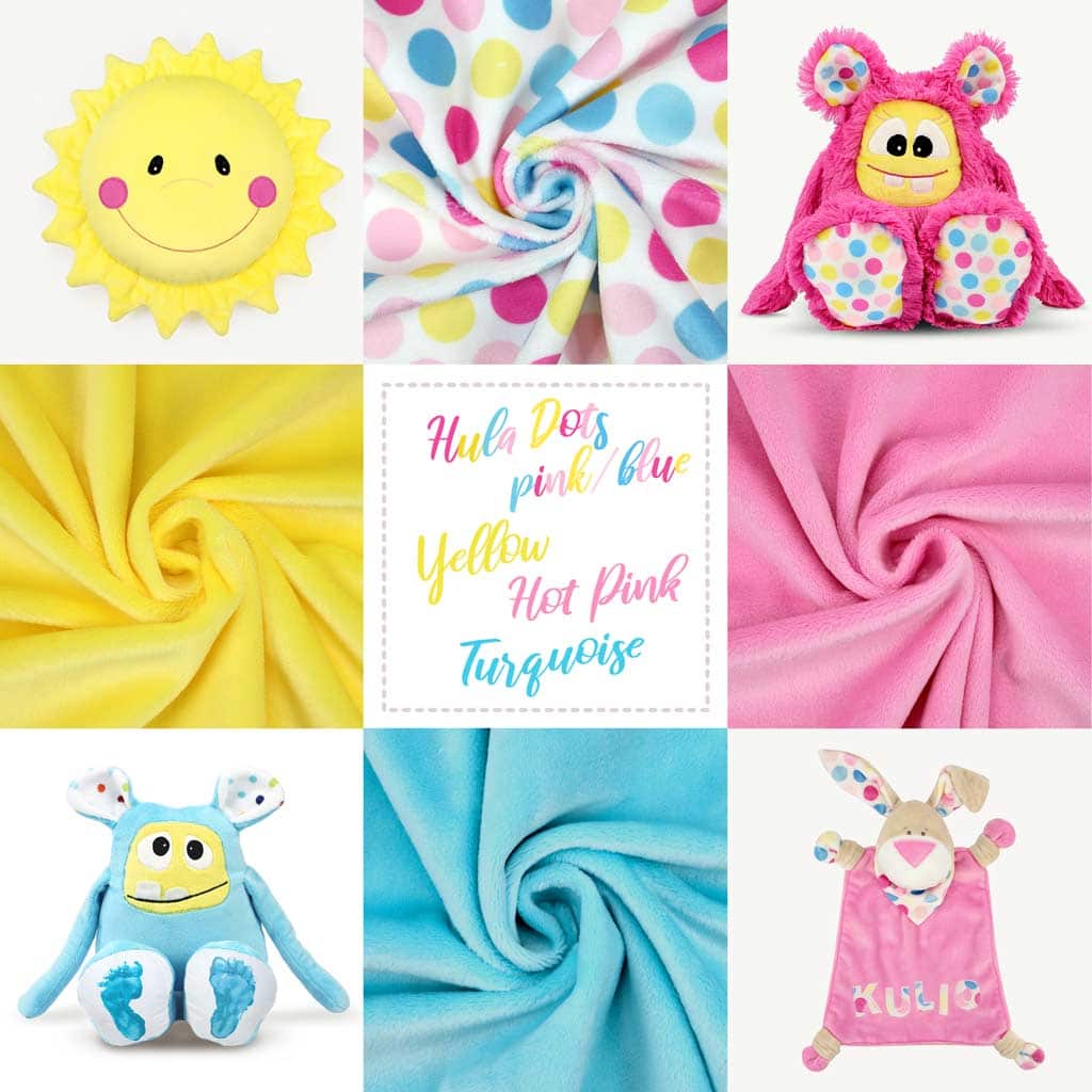 Bundle of 4: HULA DOTS pink/blue minky bundle – SuperSoft SHORTY