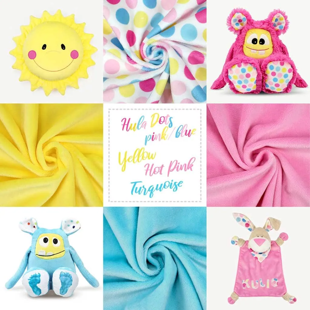 Bundle of 4: HULA DOTS pink/blue minky bundle – SuperSoft SHORTY