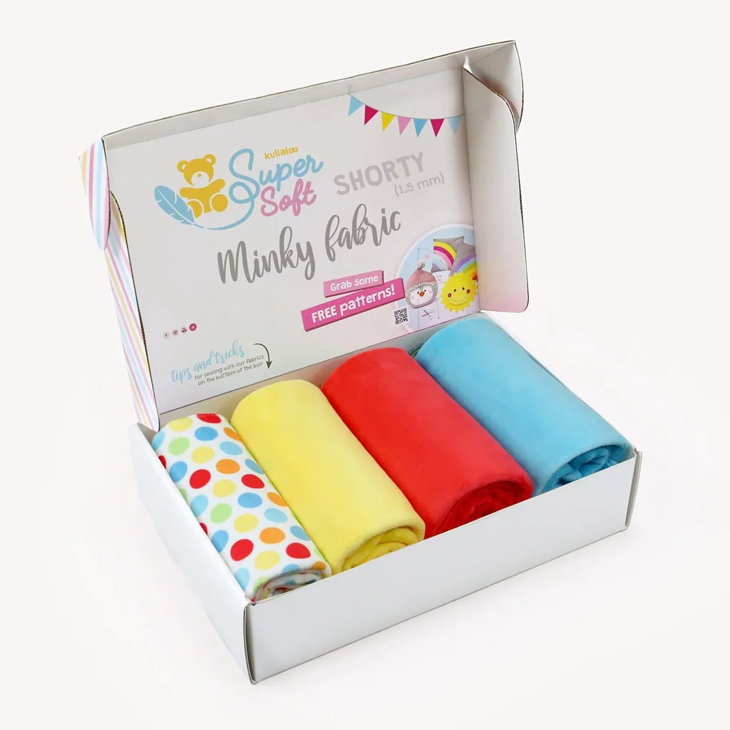 Bundle of 4: HULA DOTS multi minky pack – SuperSoft SHORTY