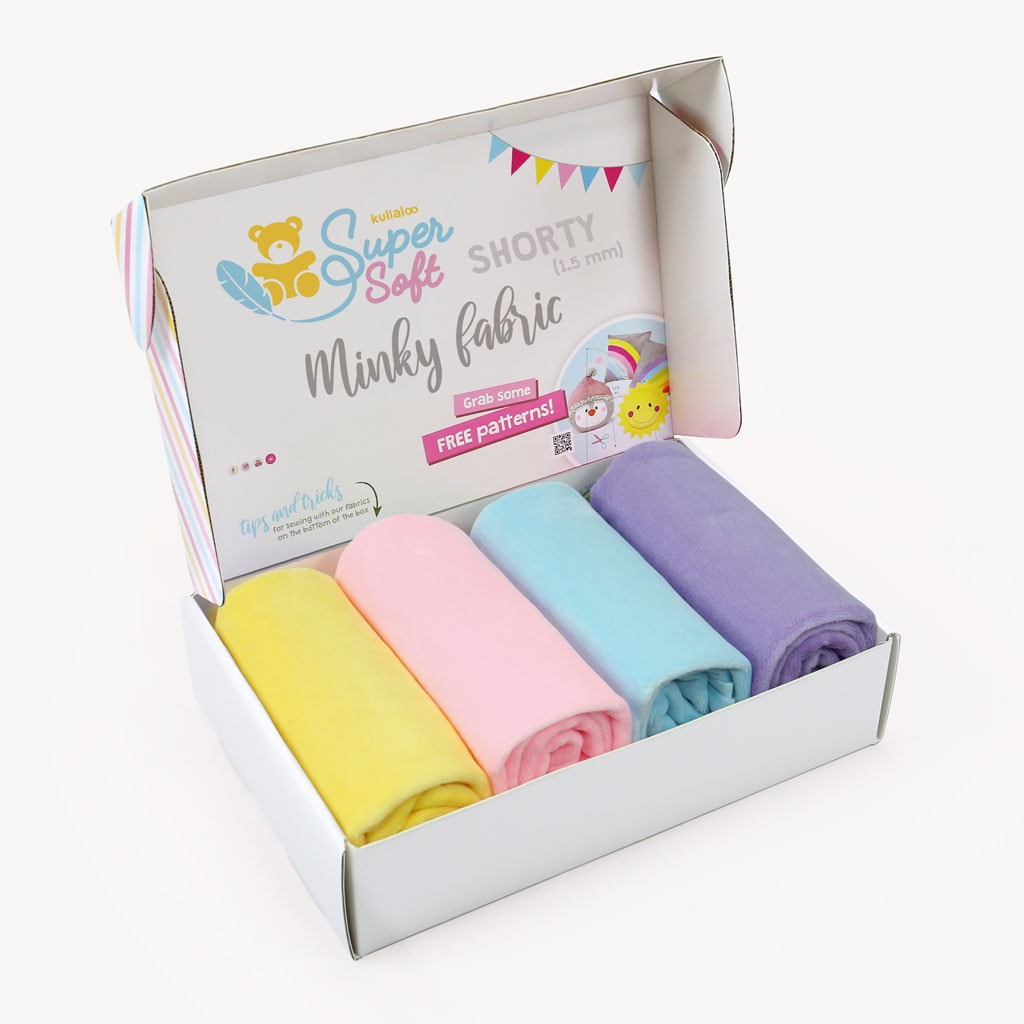 Bundle of 4 ♥ HAPPY BABY minky fabric pack – SuperSoft SHORTY