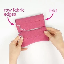 Instructions for free mittens sewing pattern: fold cuff tubes in half, step 3