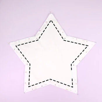 How to sew a star pillow using our free template: sew the star together leaving a stuffing opening