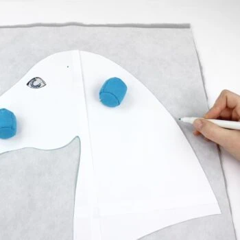 Embroider eyes and nostrils of a Hobby Horse: Transfer the pattern piece