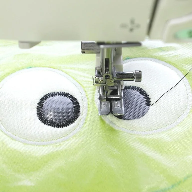 Applique on minky fabric using Heat'n Bond: Sew elements in place