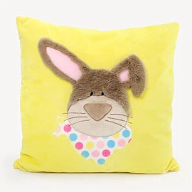 Applique on minky fabric: cushion with bunny applique