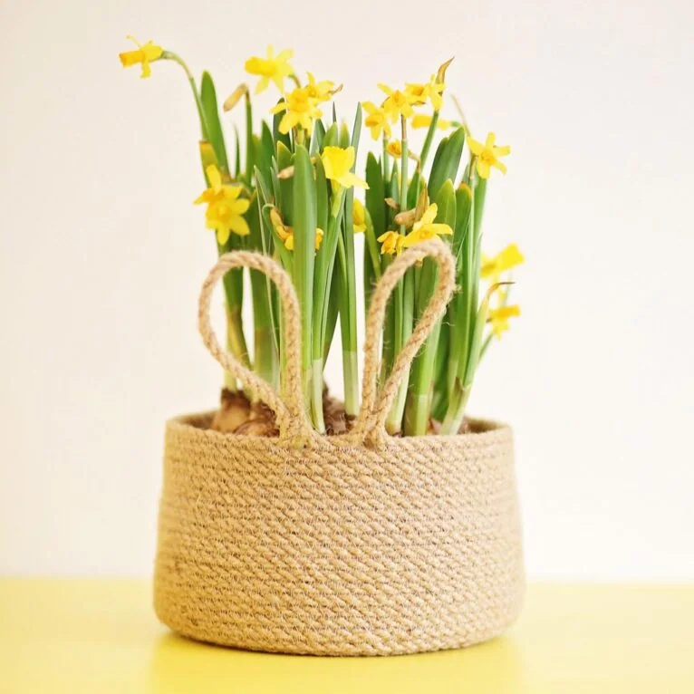 Handmade Easter basket ideas: bunny rope bowl