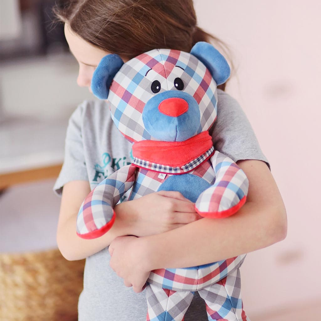 A huggable memory: a teddy bear sewn from a loved one's clothing