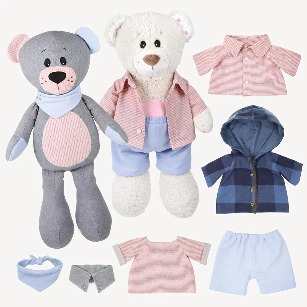 Memory bear pattern with cloths like button down shirt or collar