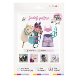Printed hobby horse sewing pattern sheet with blanket, ear bonnet & halter, incl. embroidery & cutting files