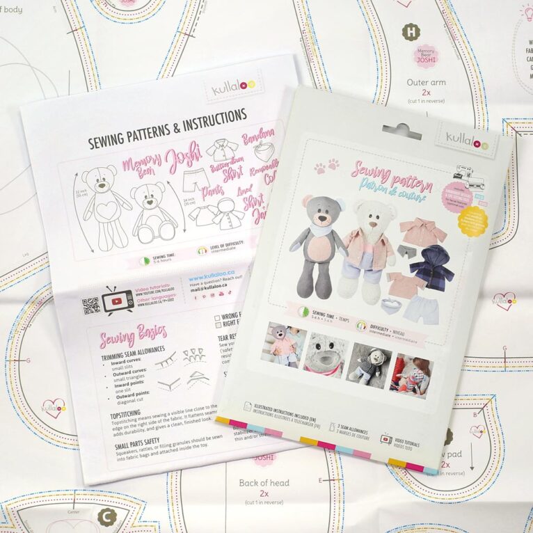Memory bear sewing pattern sheet (printed), incl. clothes like collar ⋆ ...