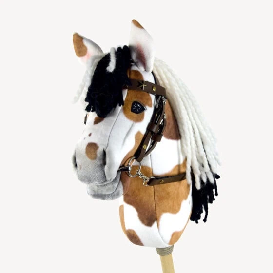 Brown Pinto Hobby Horse made with our kullaloo minky / velboa fabric - SuperSoft SHORTY